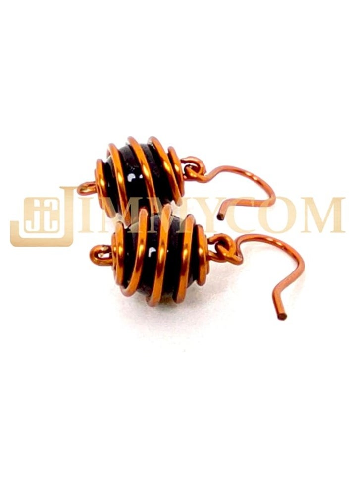 JC jimmycom plated Copper and Stones Short Dangle Drop Earrings,Women earrings, earrings for women,earrings,earrings set unique,accessories,plated copper earrings (black onyx)  Length: 3 cm ; Width: 1 cm , Weight : 5 grams  - Image 3