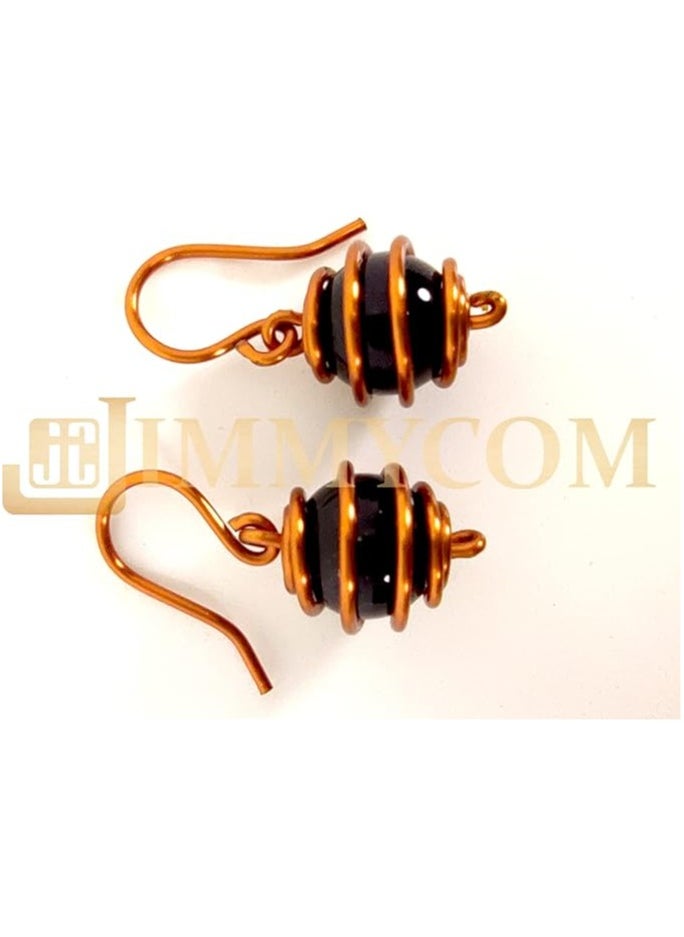 JC jimmycom plated Copper and Stones Short Dangle Drop Earrings,Women earrings, earrings for women,earrings,earrings set unique,accessories,plated copper earrings (black onyx)  Length: 3 cm ; Width: 1 cm , Weight : 5 grams  - Image 5