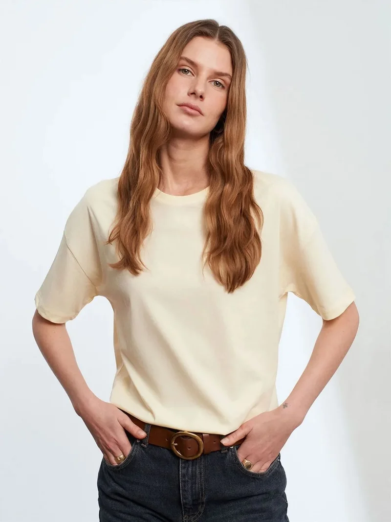 ديلفين DILVIN Women's Cotton Crew Neck T-Shirt