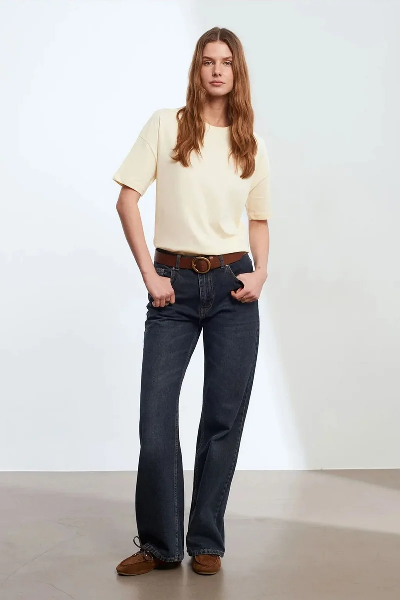 Dilvin Cream Natural DILVIN Women's Cotton Crew Neck T-Shirt for Women | Best Price UAE
