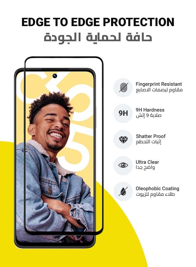 واقي شاشة كامل الأسطح من الحافة إلى الحافة لهاتف ريل مي سي 55 - أسود/شفاف