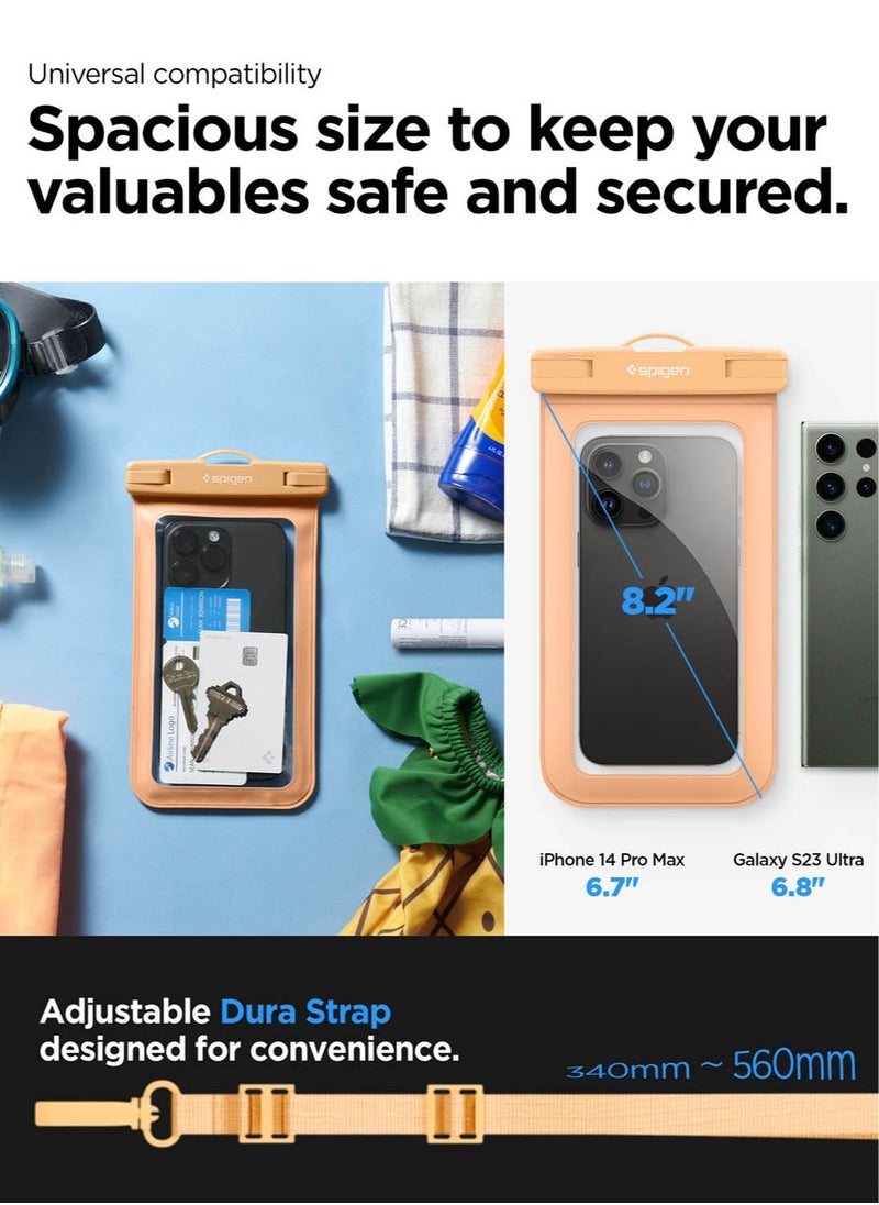 Spigen - Universal Waterproof Phone case [1 Pack] IPX8 Pouch A601 Compatible with iPhone, Samsung Galaxy and Smartphone Up to 7 inches - Apricot - Image 1