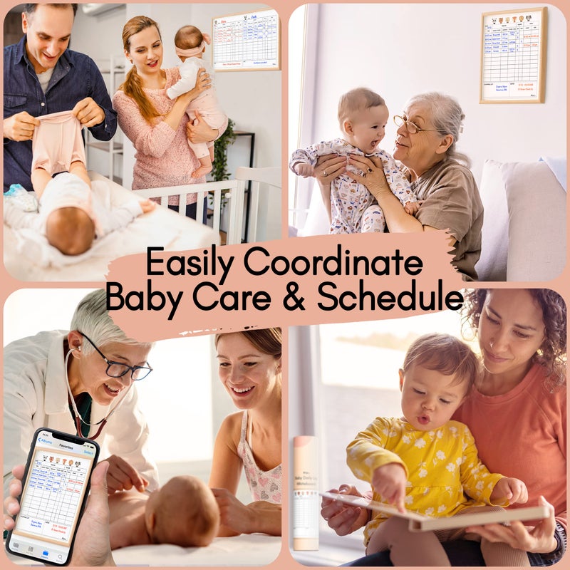 Mewl Twins Daily Log Whiteboard - Reusable Twin Baby Tracker to Log Feeding, Diapers & Sleep - Newborn Baby Journal & Schedule Chart for New Parents, Nanny, Babysitter - Pregnancy & New Mom Gift - Image 3