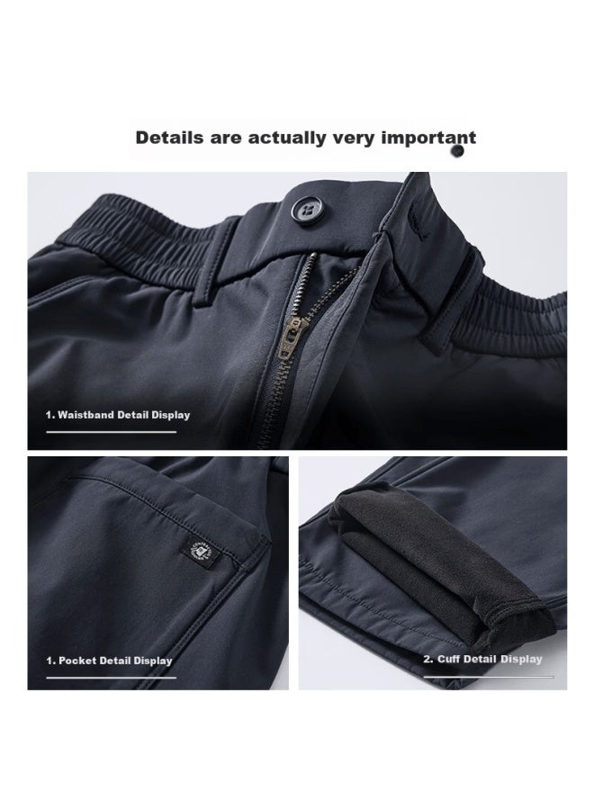 Playboy Men's Casual Pants Autumn Winter New Outdoor Three-resistant Softshell Loose Straight-leg Plus Size Fleece-lined Pants - Image 4