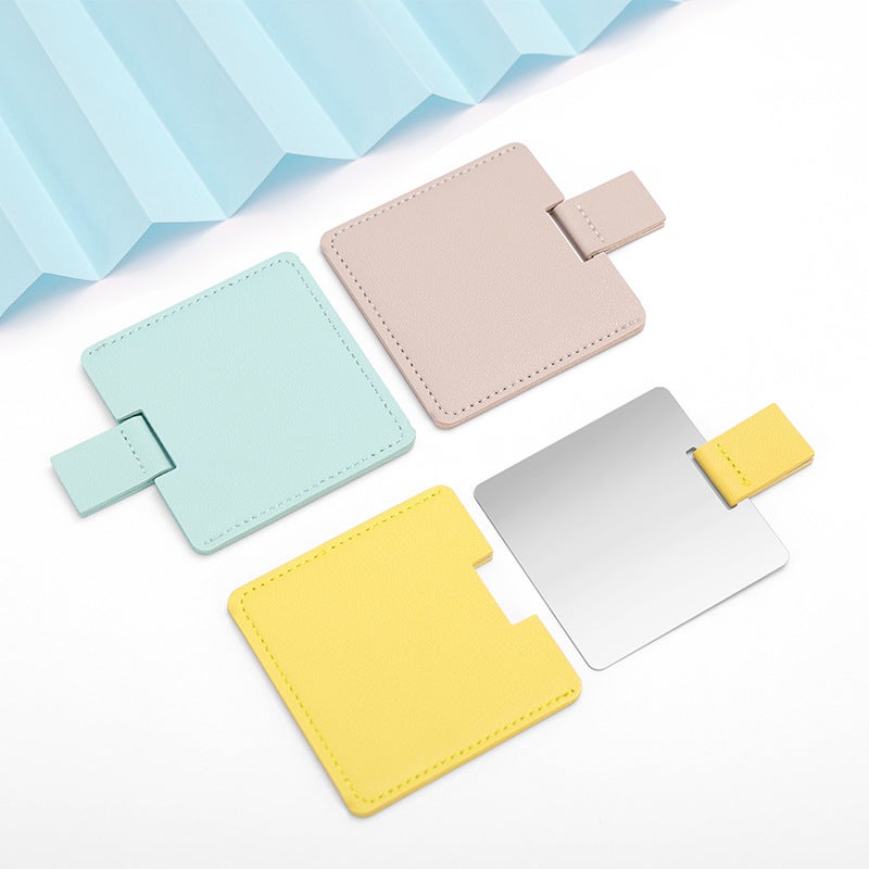 Stainless Steel Card Mirror Portable Drop-Resistant Borderless Cosmetic Makeup Mirror Square Card Case Portable Small Mirror - Image 2