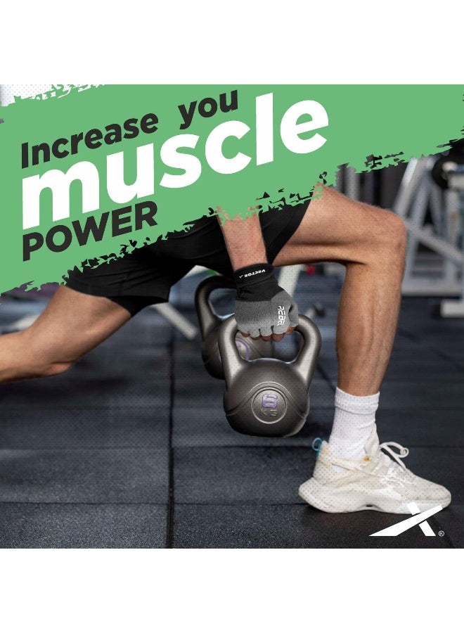 Vector X Rebel Unisex Gym & Fitness Gloves – Fingerless Weightlifting & Workout Gloves, Breathable, Durable, Comfortable Fit for Men & Women, Small Size, Grey - Image 4