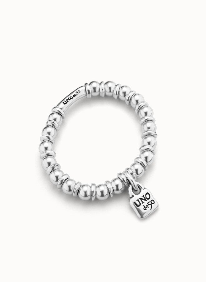 Uno de 50 BOHEMIAN Stretch Bracelet, Sterling Silver-Plated, Handmade in Spain - Image 3