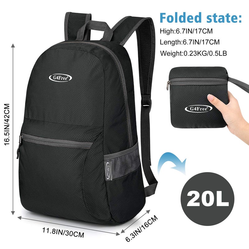 G4Free 20L Lightweight Packable Backpack Travel Hiking Daypack Foldable Backpack for Men Women - Image 3