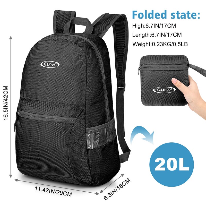 G4Free 20L Lightweight Packable Backpack Travel Hiking Daypack Foldable Backpack for Men Women - Image 2