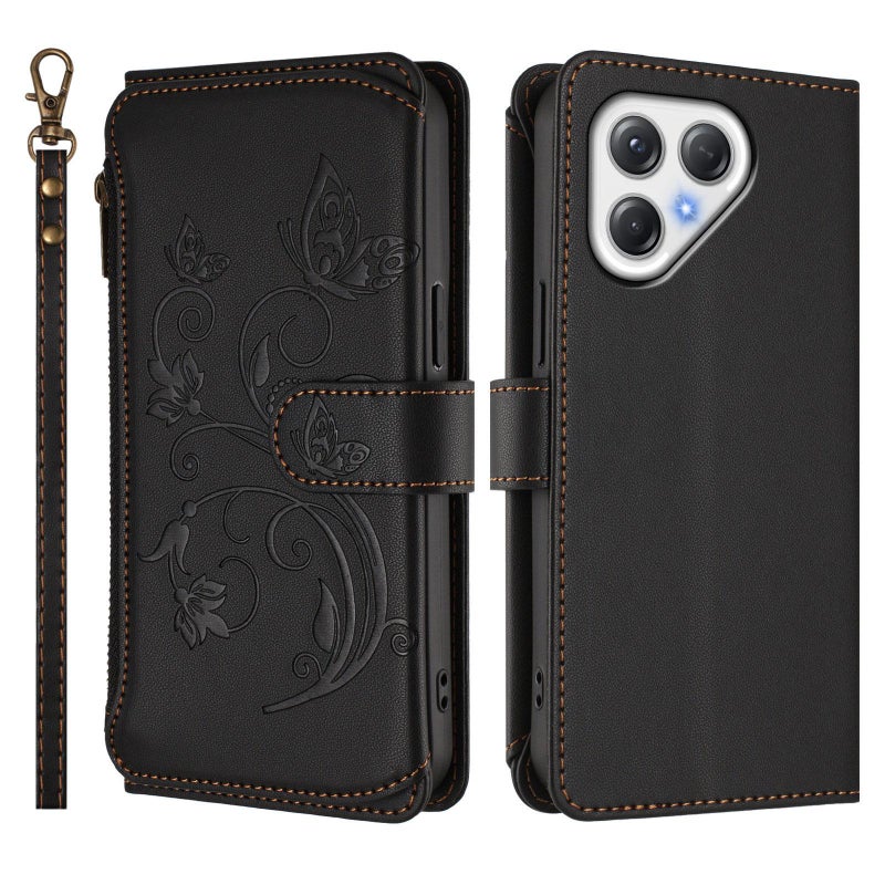 erorex For Tecno Pova 7 4G    Multi-card Zipper Wallet Leather Phone Case(Black) - Image 2