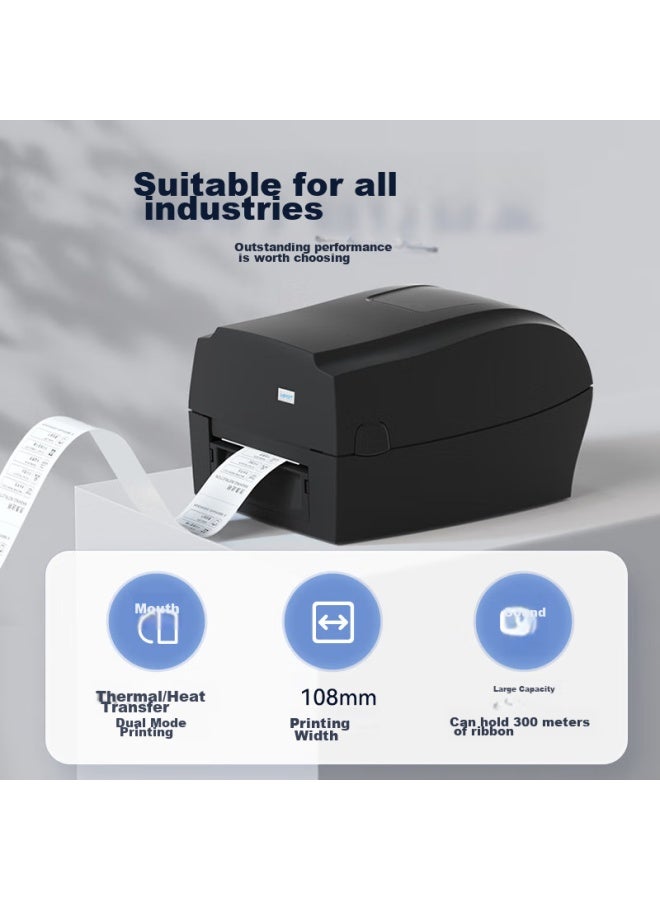 Hprt Hlp106b Ribbon Label Barcode Printer, Thermal Transfer Printing For Clothing Tags, Coated Silver Paper Price Tags, Express Delivery Barcode Stickers, Non-adhesive, High-definition Computer Version - Image 4
