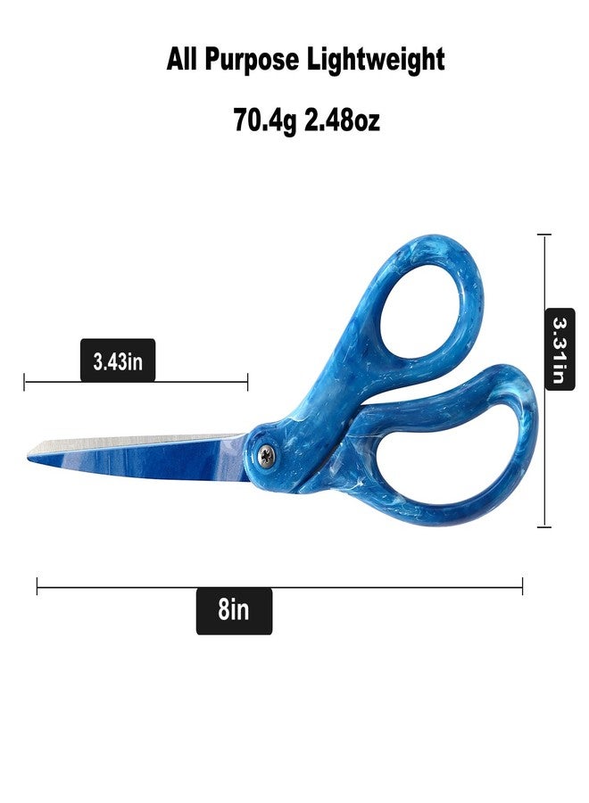 LIVINGO Scissors All Purpose - 8" Sharp Heavy Duty Shears for Office Crafting DIY Cutting Paper, Fabric, Stainless Steel, Comfort Grip, Gradient Blue - Image 2