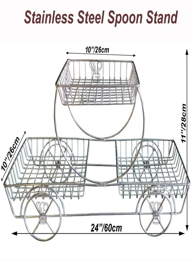 PAUL SONS Stainless Steel Car Spoon Stand, Designe for Commercial Use Medium Size: 24X11 - Image 3
