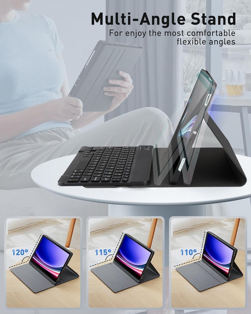 RTSY Keyboard Case for Lenovo Tab P12 (12.7 Inch) with Pen Holder Slot, Mutiple Viewing Angle, Magnetically Detachable Wireless Bluetooth Keyboard with Smart Cover for TB-370FU (Black) - Image 4