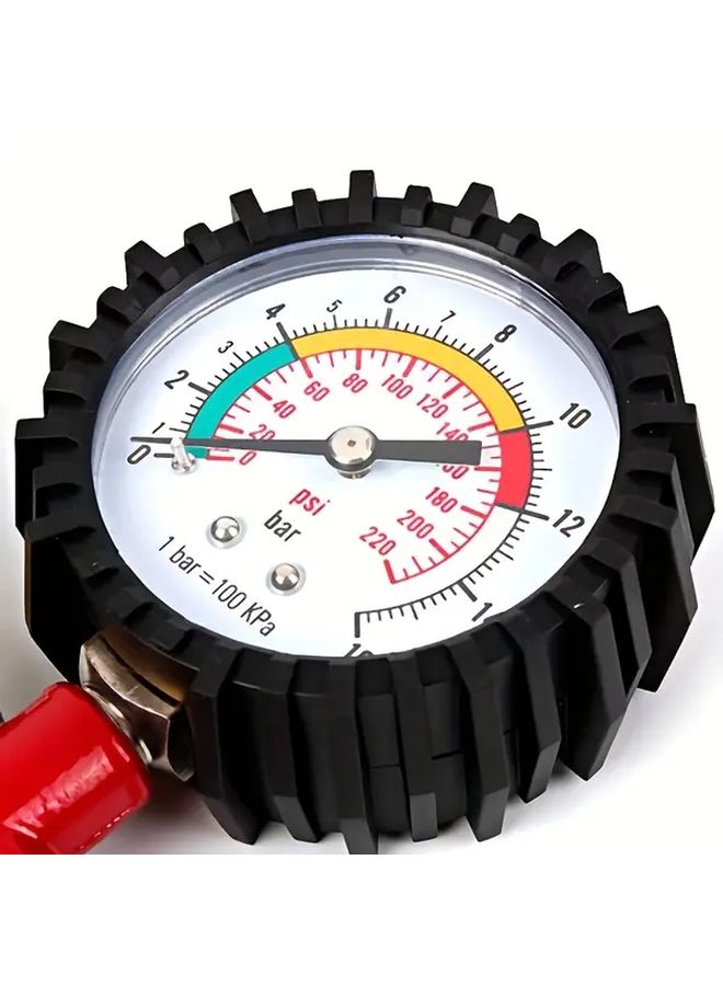 Red Tire Pressure Inflator Gun with Gauge American Port Compact Automotive Repair Tool - Image 5