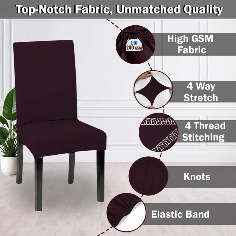HOTKEI Pack of 2 Wine Color Elastic Stretchable Dining Table Chair Seat Cover Protector Slipcover for Dining Table Chair Covers Stretchable 1 Piece Pack of 2 Seater - Image 4