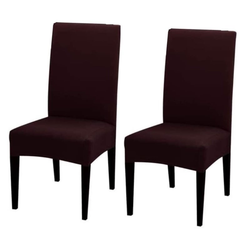 HOTKEI Pack of 2 Wine Color Elastic Stretchable Dining Table Chair Seat Cover Protector Slipcover for Dining Table Chair Covers Stretchable 1 Piece Pack of 2 Seater - Image 1
