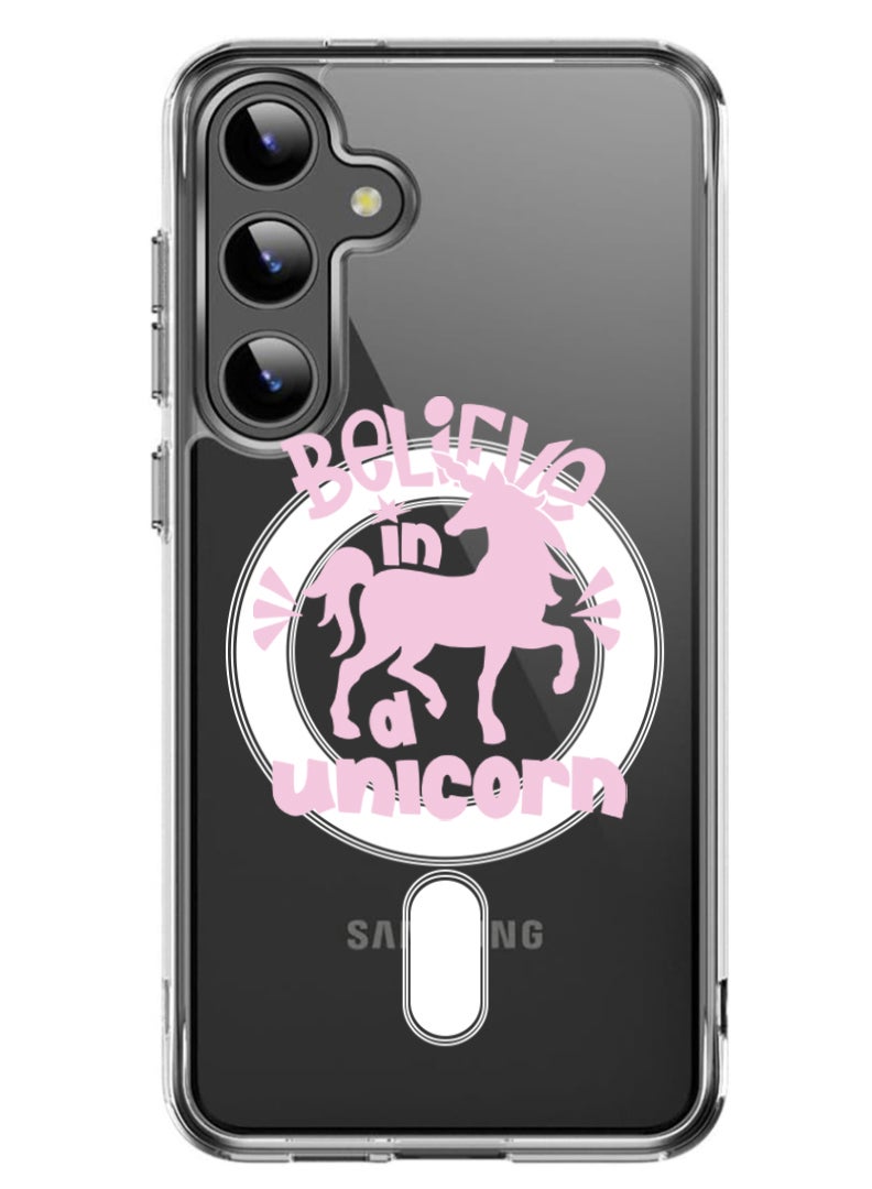 Theodor Magnetic Case for Samsung Galaxy S24 6.2-inch Compatible with MagSafe Wireless Charging, Shockproof Phone Bumper Cover Believe in unicorn copy - Image 1