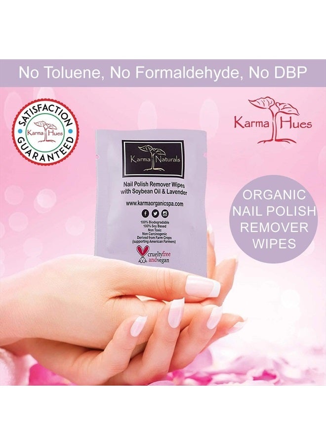 karma organic مناديل مزيل طلاء الأظافر الطبيعي العضوي من كارما مع زيت فول الصويا وزيت اللافندر، 100% من فول الصويا، غير سامة، نباتية، خالية من التجارب على الحيوانات - عبوة من 10 - Image 5