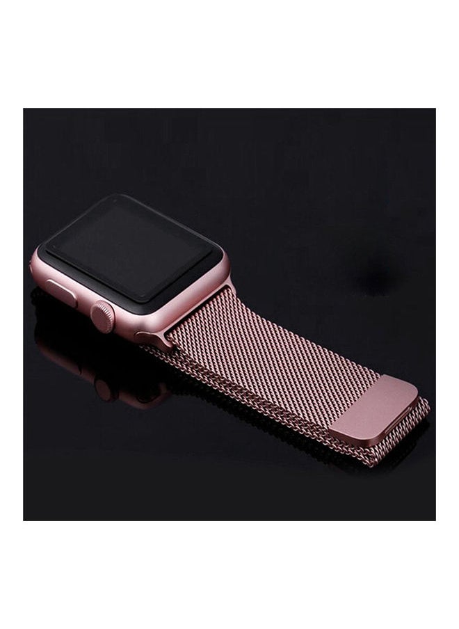 NIBEMINENT - Stainless-Steel Mesh Milanese Replacement Strap For Apple Watch Series 3/2/1 Rose Gold - Image 1