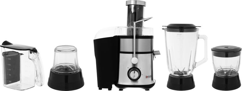 اديسون عصارة فواكه 4×1 إديسون، 800 واط، 1 لتر، 2 سرعة - اسود فضي 1800 W 6285360296018 فضي - Image 1