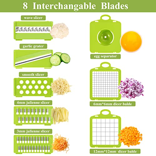 RJISZTA Vegetable Chopper, RJISZTA 13 in 1 Kitchen Food Onion Vegetable Chopper Slicer Dicer Cutter with 8 Blades, Egg slicer,Storage Container for Tomato Potato Carrot Salad - Image 2