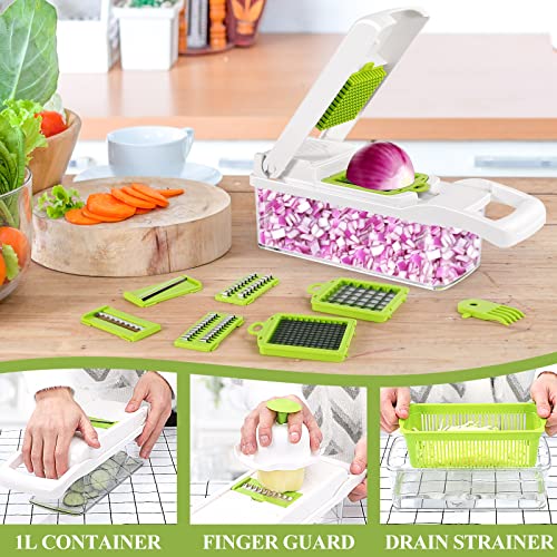 RJISZTA Vegetable Chopper, RJISZTA 13 in 1 Kitchen Food Onion Vegetable Chopper Slicer Dicer Cutter with 8 Blades, Egg slicer,Storage Container for Tomato Potato Carrot Salad - Image 3