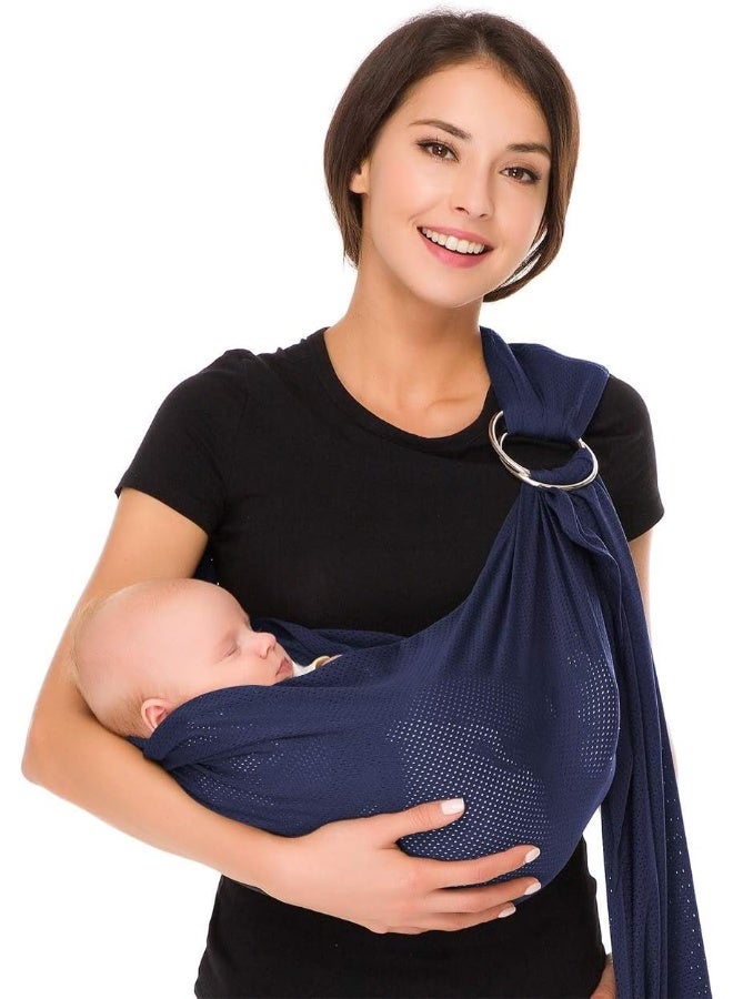 CUBY Water Baby Sling Carrier Lightweight Breathable Mesh Baby Wraps Carrier Adjustable Ring Sling Quick-Drying Baby Carriers Sling for Newborn Toddler Summer Swimming Pool Beach(Dark Blue) - Image 1