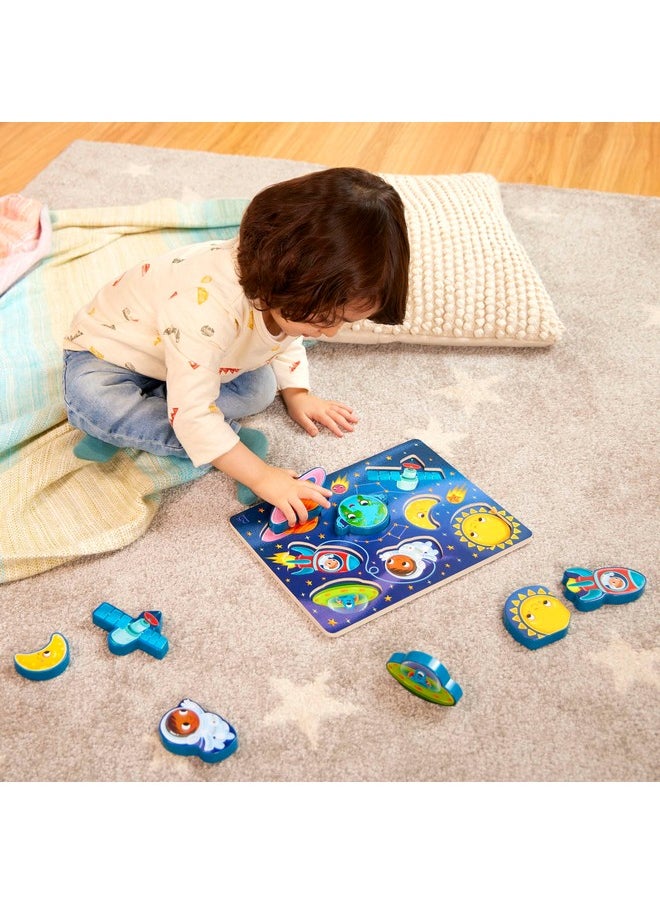 B. Toys - Peek & Explore Outer Space Chunky Puzzle Puzzle For Toddlers Kids Space Puzzle Planets Astronauts Spaceships 2 Years + - Image 1