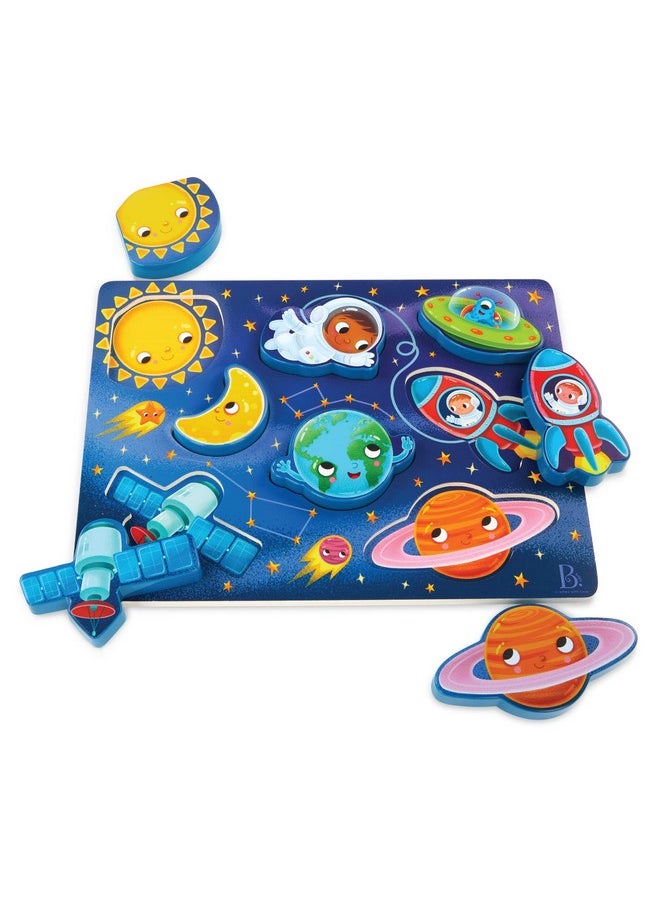 B. Toys - Peek & Explore Outer Space Chunky Puzzle Puzzle For Toddlers Kids Space Puzzle Planets Astronauts Spaceships 2 Years + - Image 1