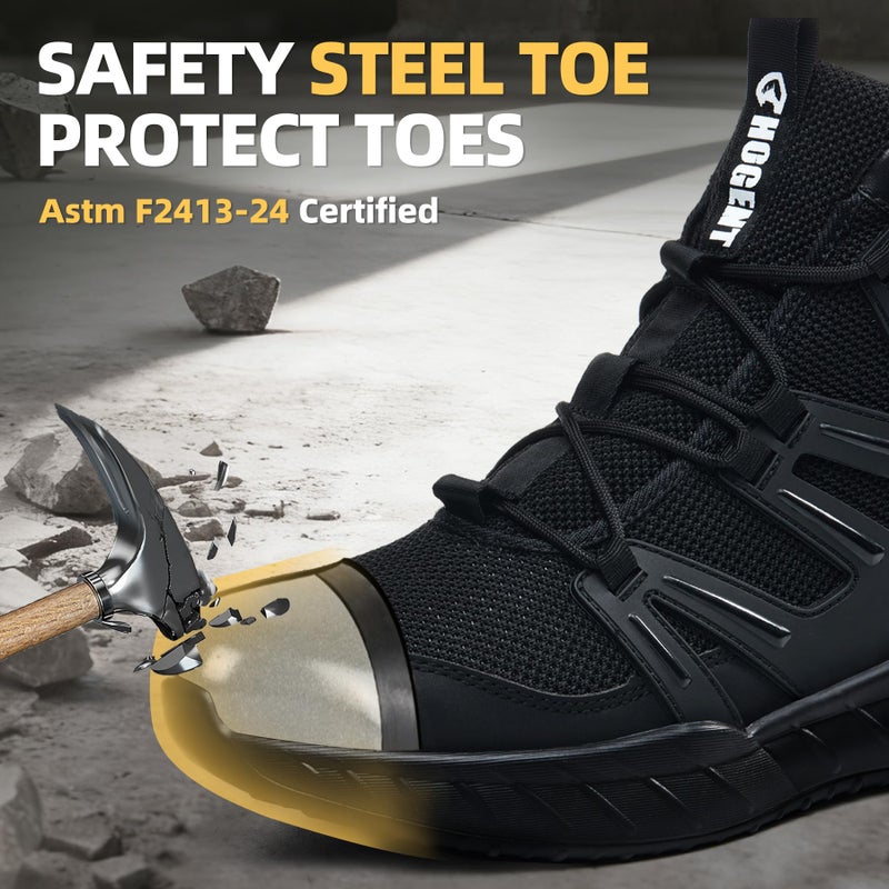 Hogent Steel Toe boots for Men Women Comfortable Lightweight Mens Work Boots with Air Cushion Puncture Proof Indestructible Safety Shoes for Construction & Warehouse Jobs - Image 2
