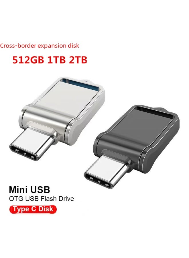 Rotating Type-c Usb Flash Drive 32gb Upgrade U Disk 512gb 1tb 2tb Expansion U Disk For Mobile Computer Use-Color:Silver-Capacity:32GB-64GB  - Image 2