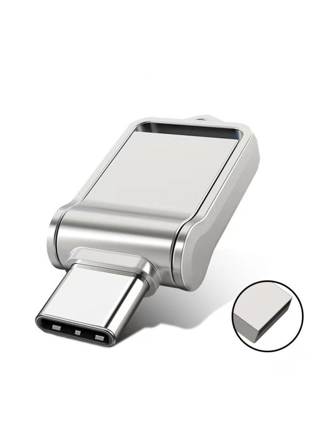 Rotating Type-c Usb Flash Drive 32gb Upgrade U Disk 512gb 1tb 2tb Expansion U Disk For Mobile Computer Use-Color:Silver-Capacity:32GB-64GB  - Image 1