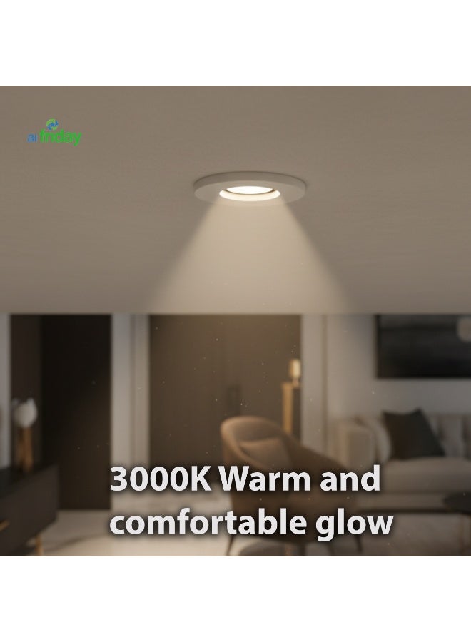 alfriday ألفرايدي ضوء مدمج، 3 واط 3000 كيلفن LED دافئ، زجاج شفاف، حافة بيضاء - Image 3