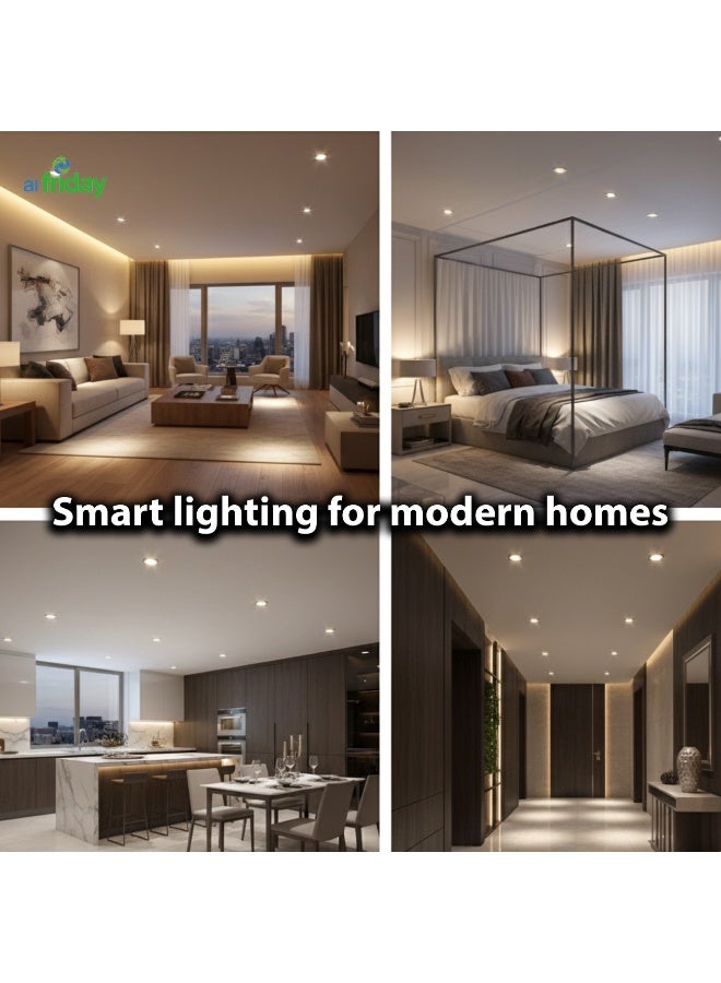 alfriday ألفرايدي ضوء مدمج، 3 واط 3000 كيلفن LED دافئ، زجاج شفاف، حافة بيضاء - Image 4