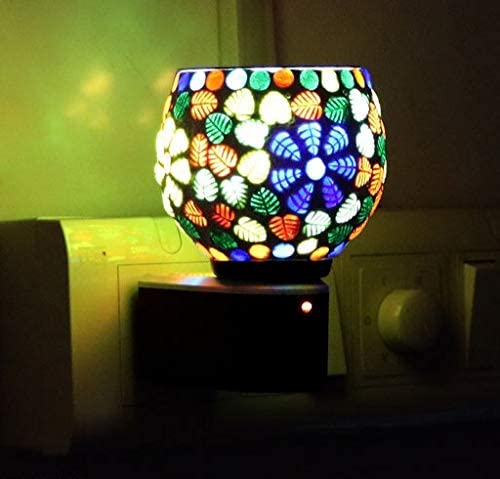 DRAMIQ Beautiful Ceramic Aroma DiffuserKapoor Dani Cum Night Lamp Made in India bakhoor dani Camphor Diffuser Night Lamp with ONOff Button for Heating KEC14