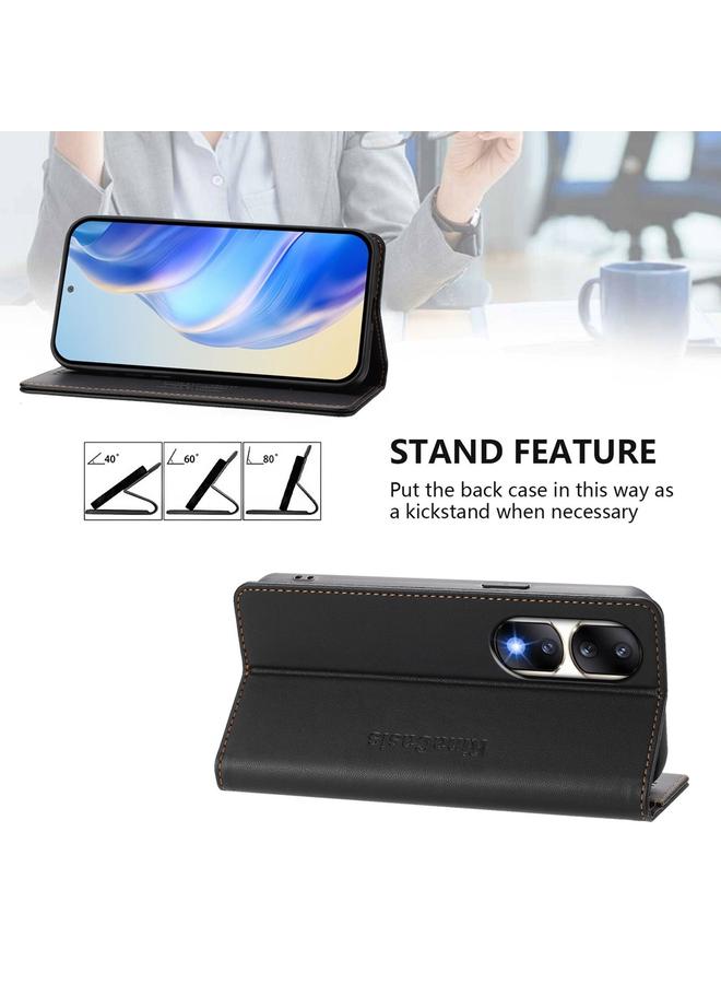 اس-توب جراب لهاتف Honor 90 Pro RC01، جراب هاتف جلدي مزدوج الطي مزود بخاصية الشفط المغناطيسي بتقنية RFID - Image 4