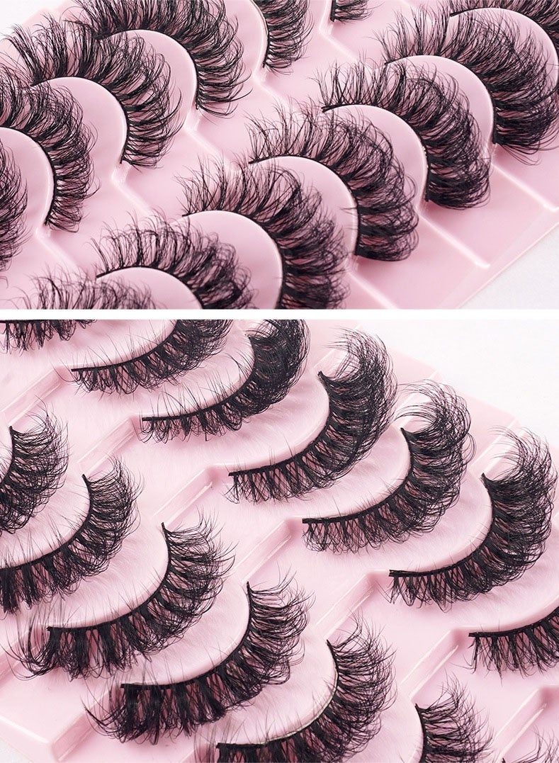 PLUSOX Self Adhesive False Eyelashes Clusters Kit 8D Curl Pre Glued Wispy Lashes Kit With Transparent Mink Ribbon for Beginners, Press On Glueless Individual Lashes DIY Eyelashes - Image 4