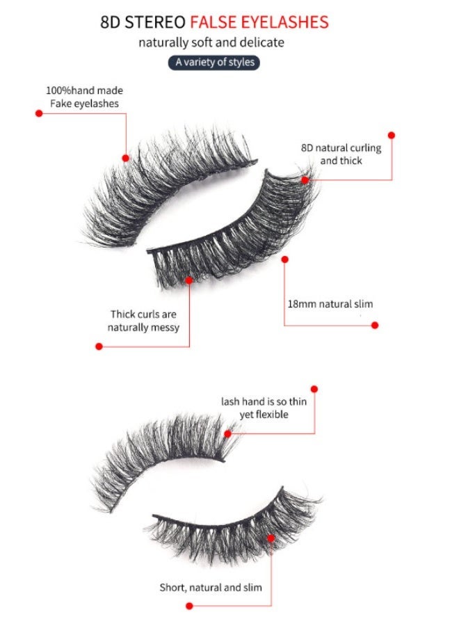 PLUSOX Self Adhesive False Eyelashes Clusters Kit 8D Curl Pre Glued Wispy Lashes Kit With Transparent Mink Ribbon for Beginners, Press On Glueless Individual Lashes DIY Eyelashes - Image 5