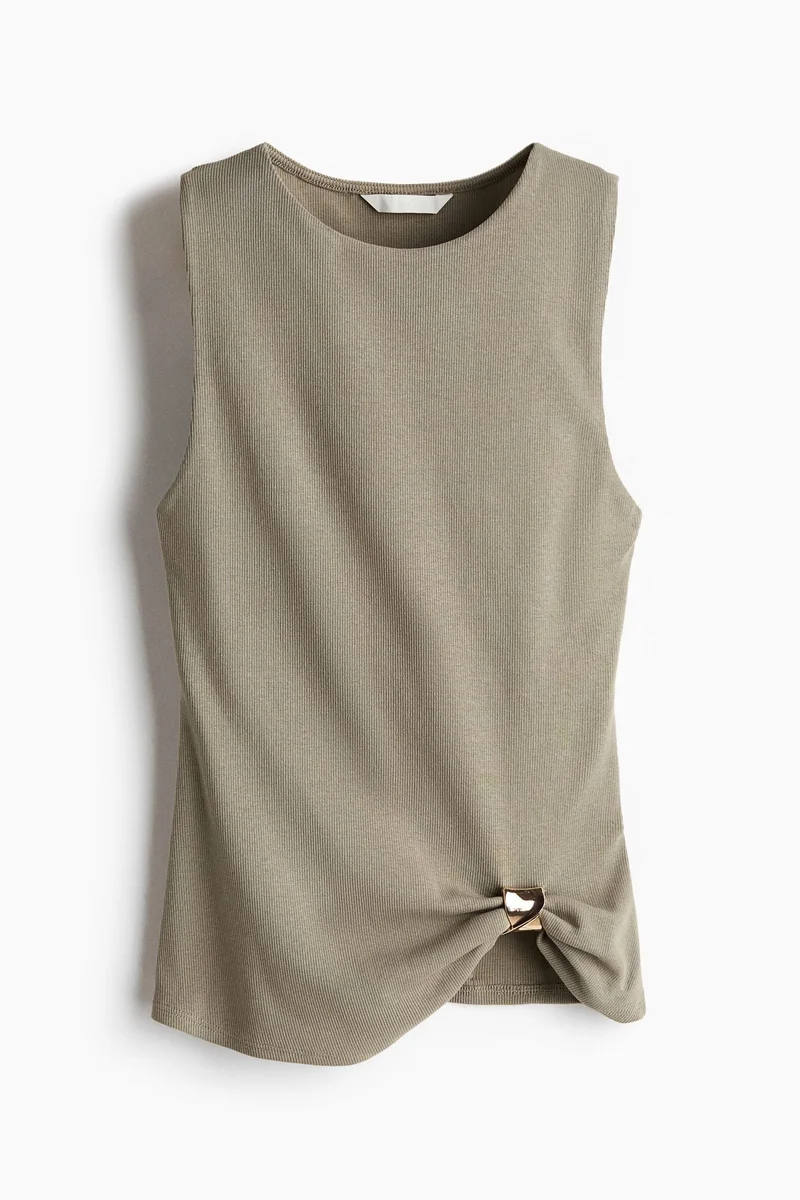 H&M Draped-detail ribbed top