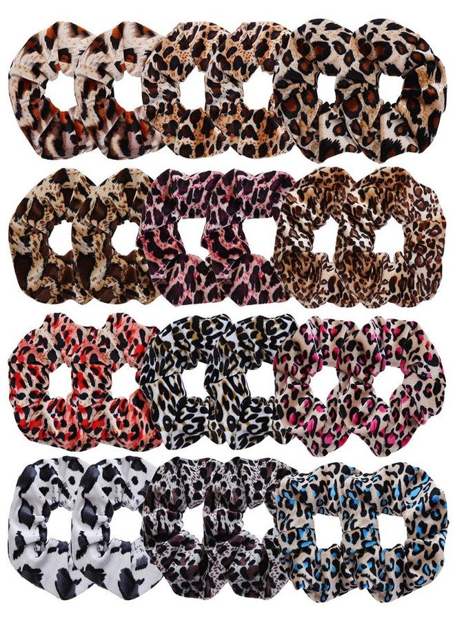 LOVEF 24pcs Leopard Print Hair Bands Scrunchy Hair Ties Ropes Scrunchies for Women Hair Accessories - Image 1