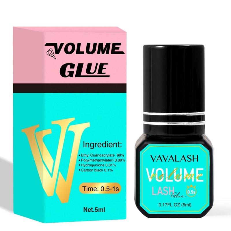 VAVALASH Eyelash Extension Glue Lash Extension Adhesive 0.5-1 Sec Drying Time Retention 9 Weeks Maximum Bond Lash Glue Long Lasting Black Lash Adhesive Professional Lash Artist Use Only (Volume,5ml) - Image 1