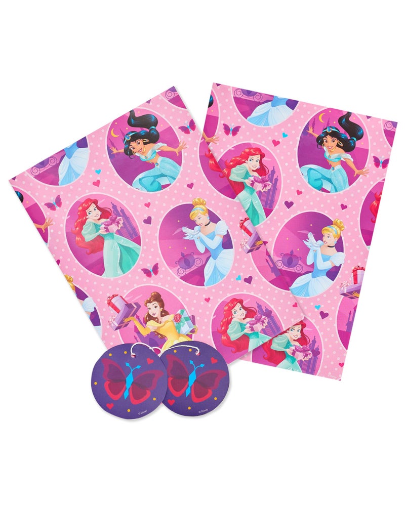 UK Greetings | Disney Princess Multicolour Wrapping Paper & Tags Set | Gift Wrapping Set | Birthdays/Weddings/Mother's Day | Pack of 2 | 180 x 250 x 5 mm - Image 1