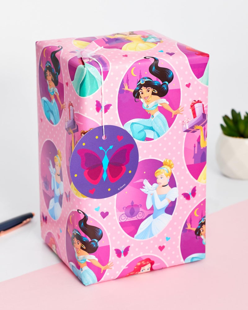 UK Greetings | Disney Princess Multicolour Wrapping Paper & Tags Set | Gift Wrapping Set | Birthdays/Weddings/Mother's Day | Pack of 2 | 180 x 250 x 5 mm - Image 2