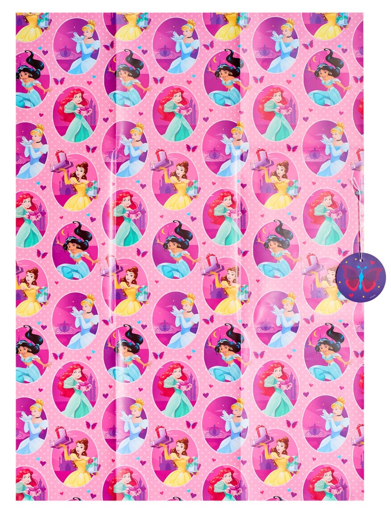 UK Greetings | Disney Princess Multicolour Wrapping Paper & Tags Set | Gift Wrapping Set | Birthdays/Weddings/Mother's Day | Pack of 2 | 180 x 250 x 5 mm - Image 3