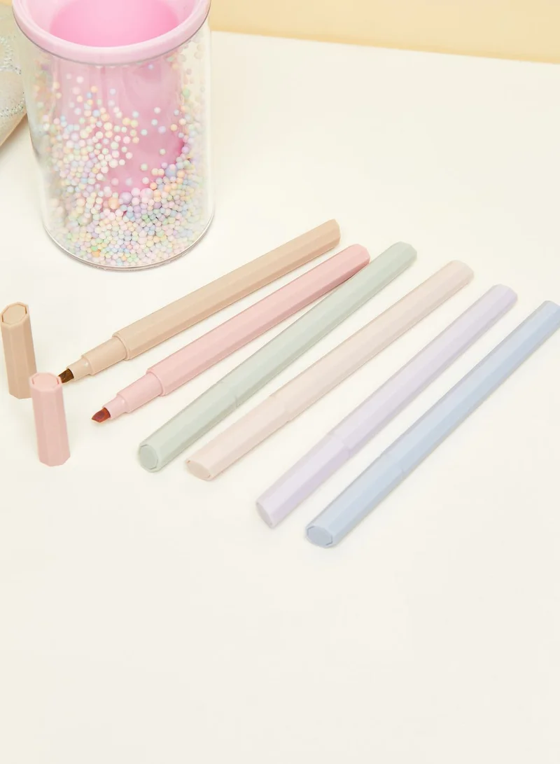 Pink Cactus Set Of 6 Highlighter Pens