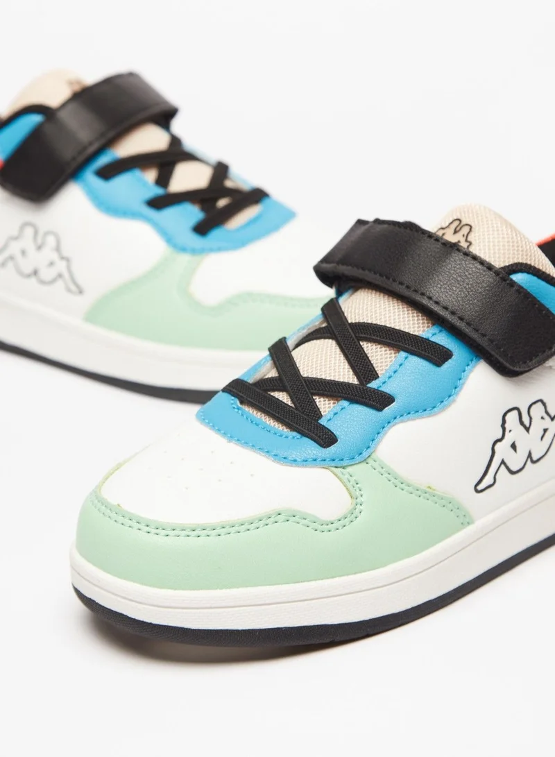 Kappa Boys' Colourblock Low-Ankle Sneakers with Hook and Loop Closure