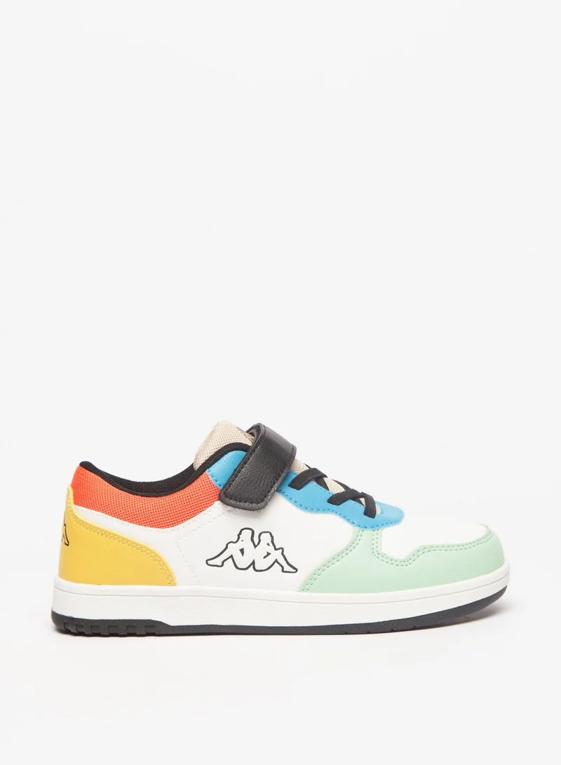 Kappa Boys' Colourblock Low-Ankle Sneakers with Hook and Loop Closure