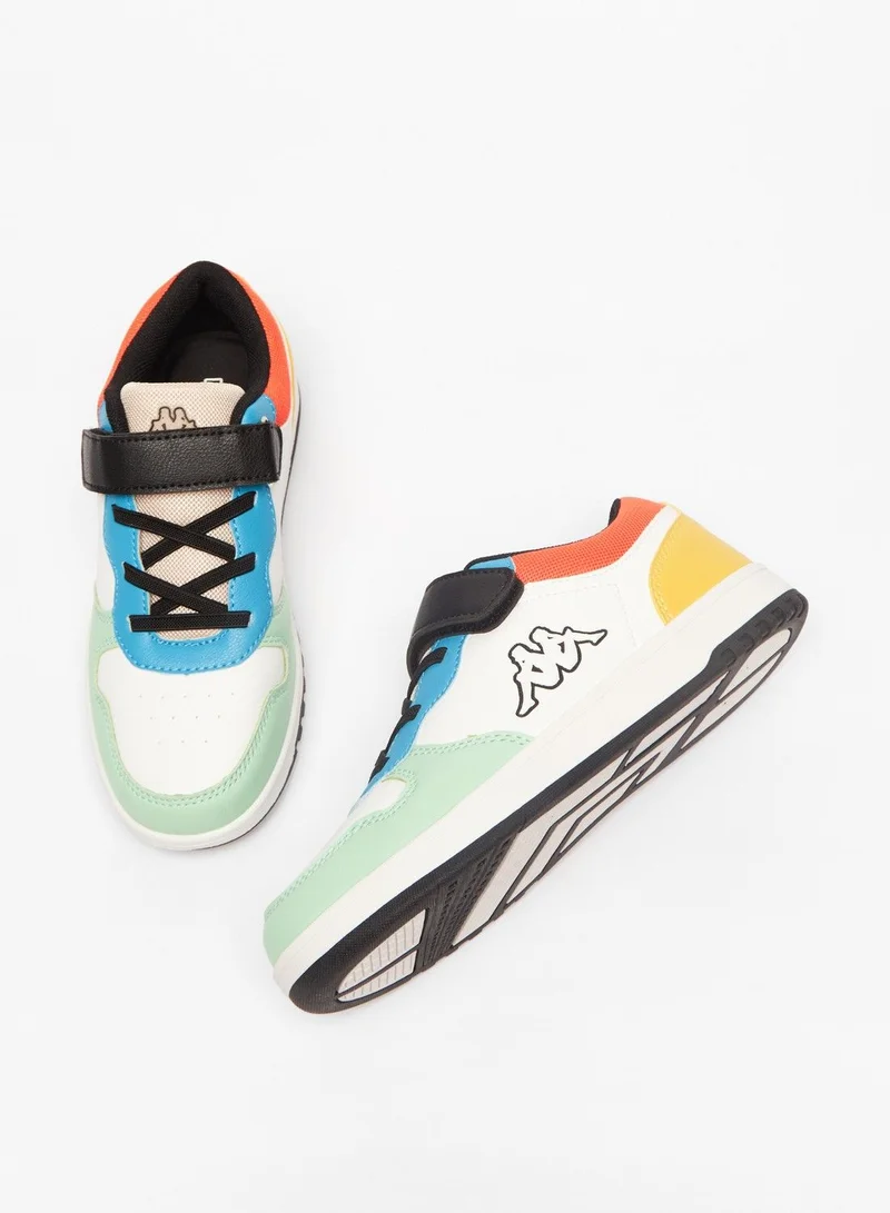 Kappa Boys' Colourblock Low-Ankle Sneakers with Hook and Loop Closure