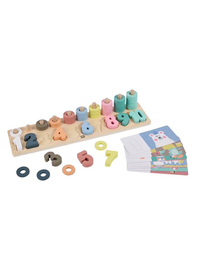 EUREKA KIDS Eurekakids Wooden Numbers Puzzle with Activity Cards| Educational Montessori Toy for Toddler and Kids | Learn Math, Shapes, Fine motor skills and visual perception | |For 24M+  - Image 1